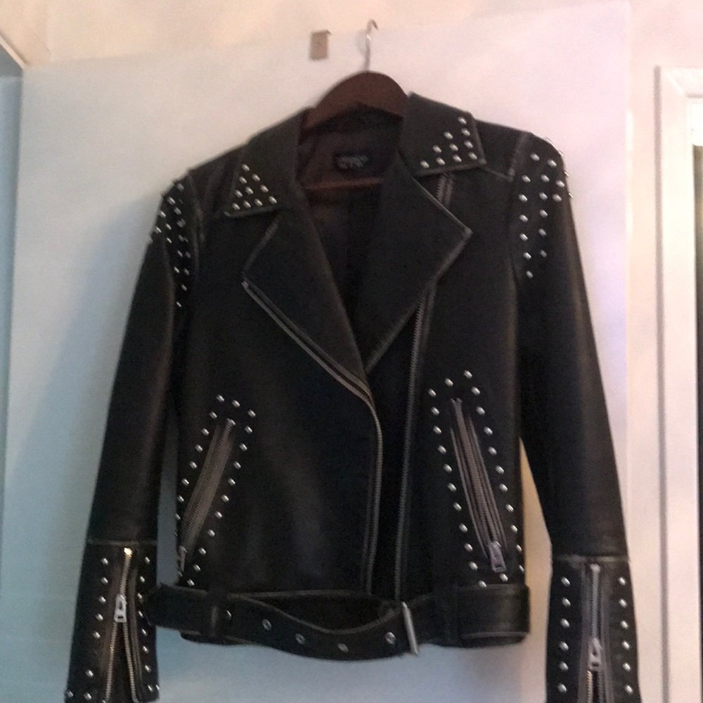 Top shop Naomi studded faux leather jacket - Picture 2 of 7
